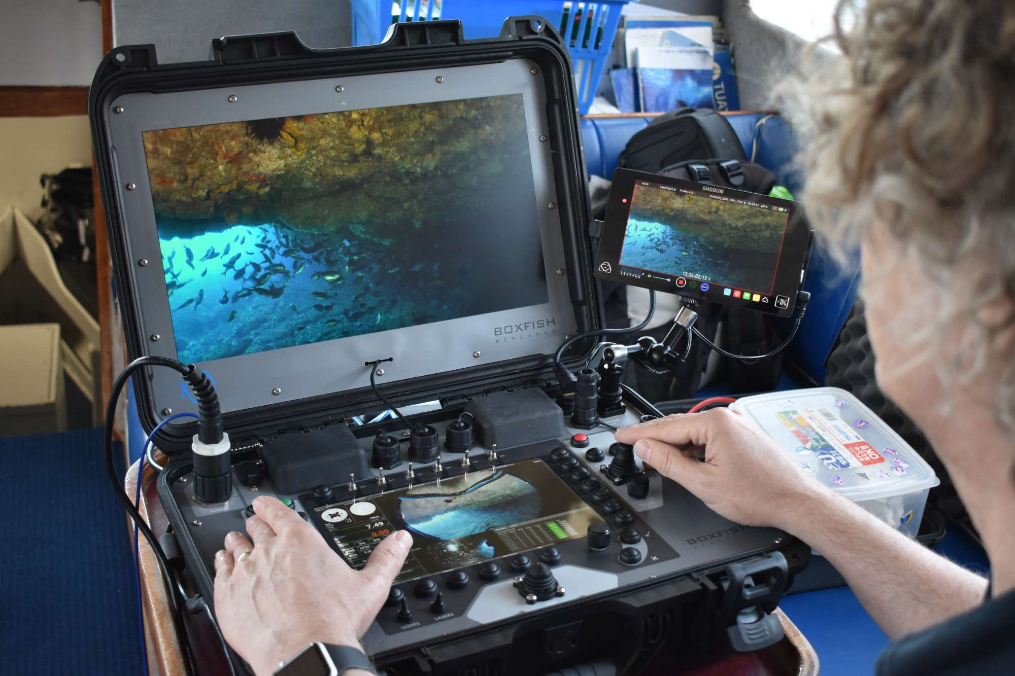 Boxfish ROV Control Console with Fish on Display