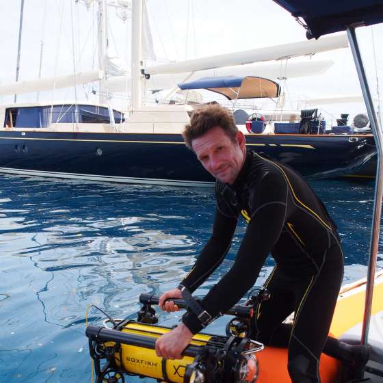 Boxfish ROV Being Launched Off Boat