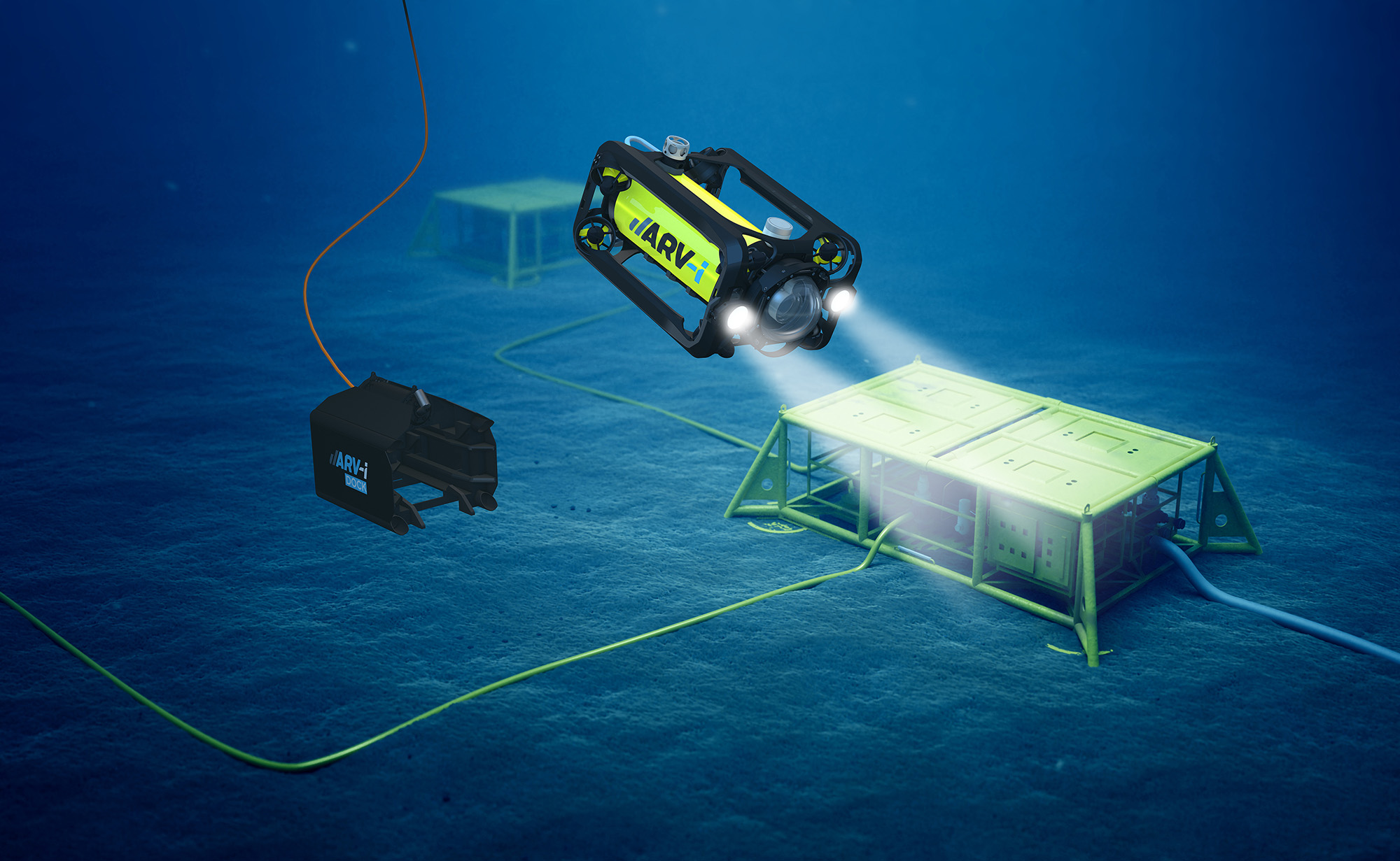 Render of the ARV-i in operation underwater