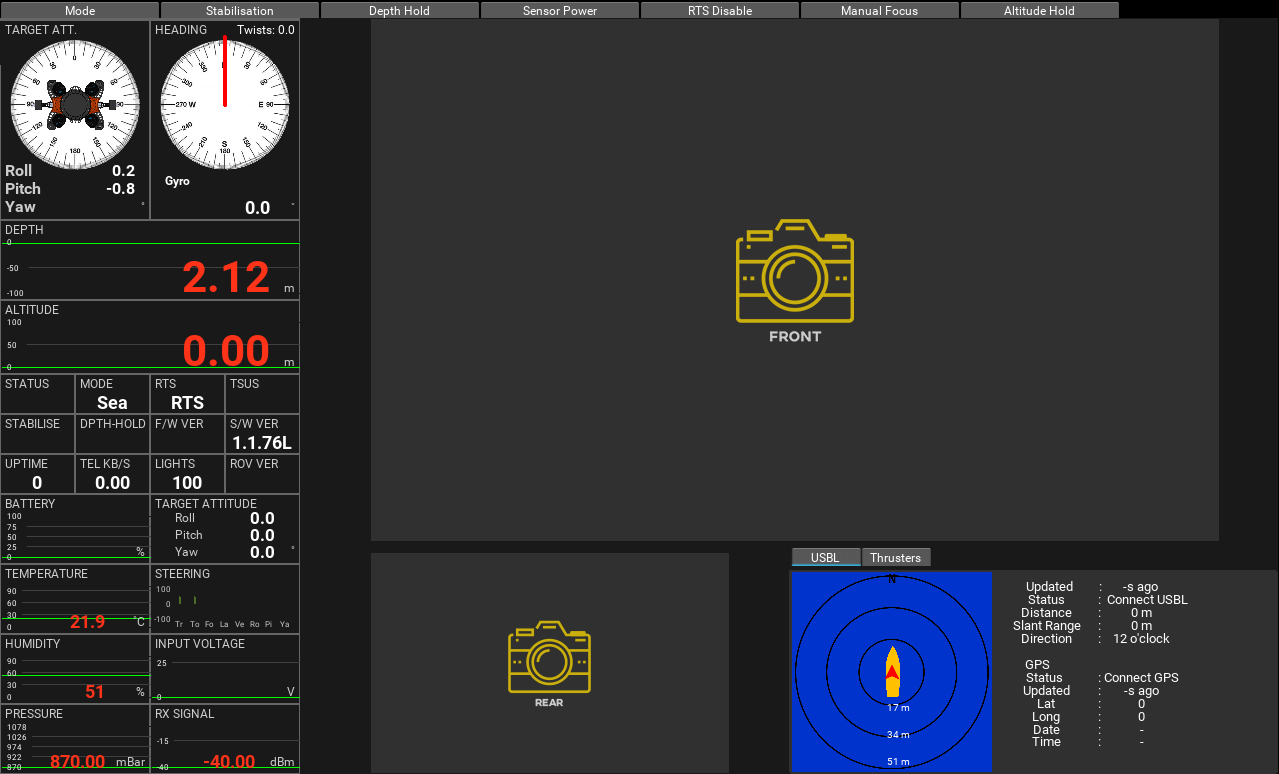 Screenshot of the Boxfish ROV telemetry screen showing the latest software updates.