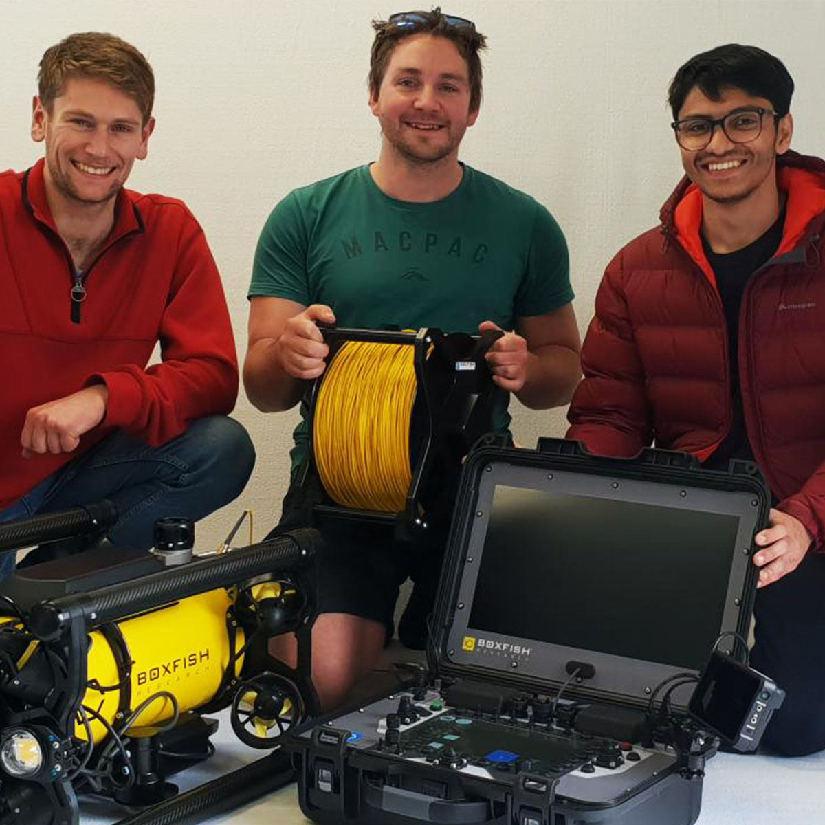 Chris Bedford (ROV Manufacturing) with Fibre Optic Tether