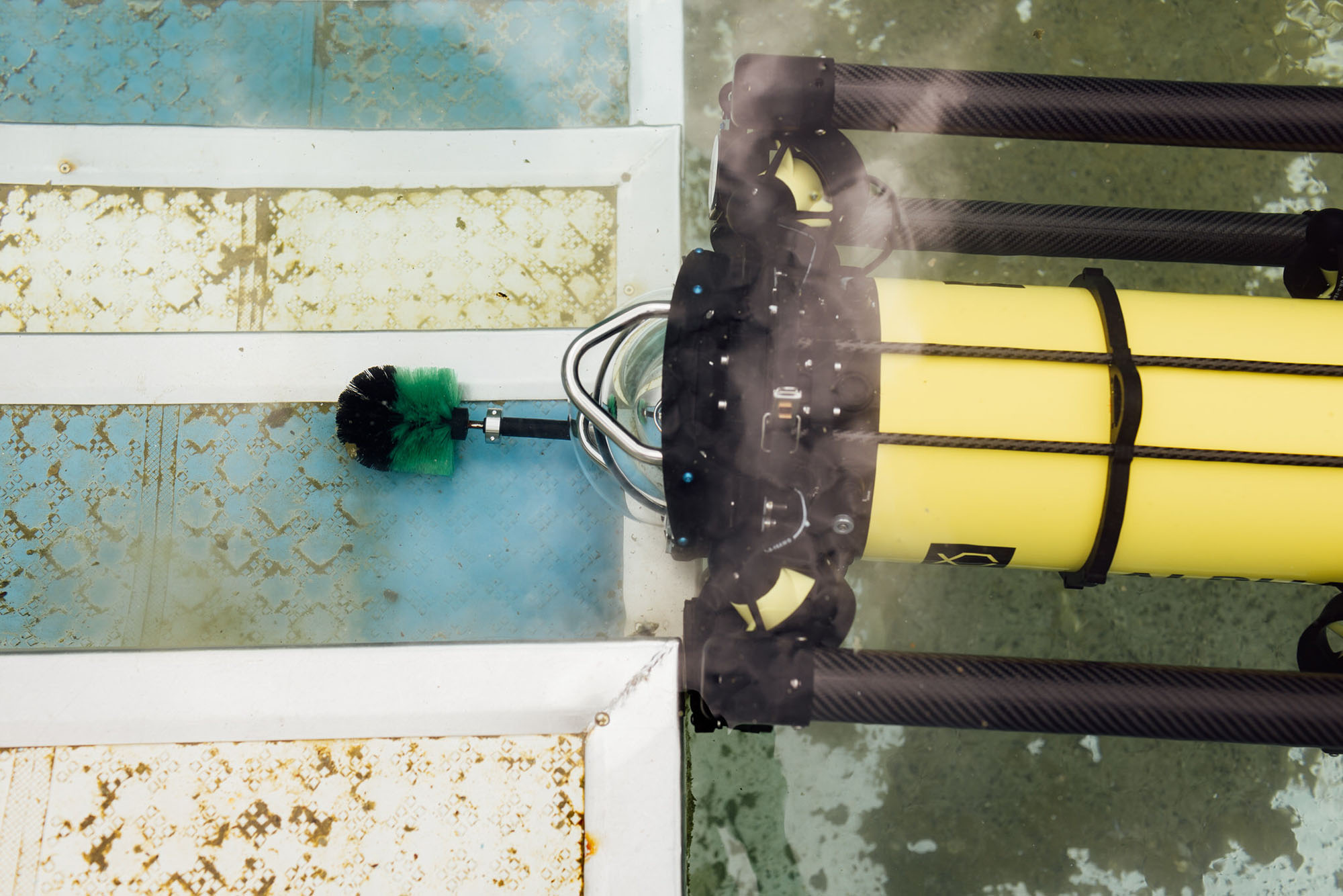 Boxfish ROV Cleaning Brush in Action