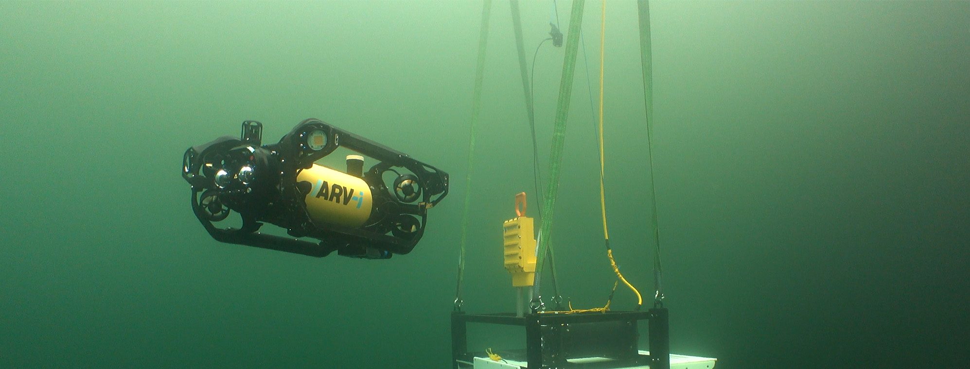 ARV-i resident autonomous vehicle inspecting submersed structure in autonomous mode