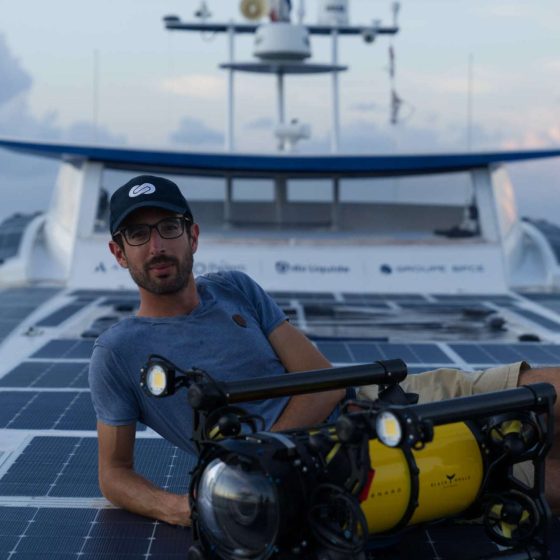 Antoine Drancey with the Boxfish Luna professional underwater drone