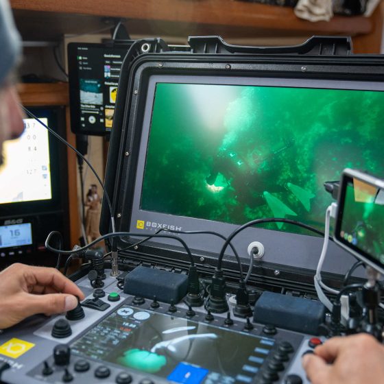 Antoine Drancey piloting the Boxfish Luna professional underwater drone