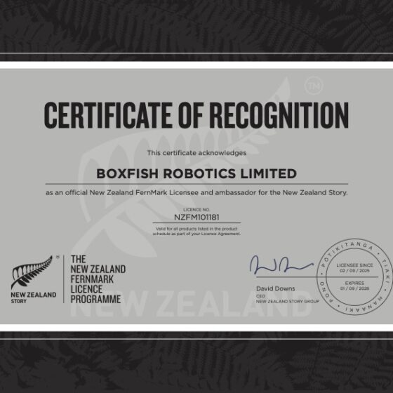 Boxfish Robotics Joins New Zealand’s FernMark License Program