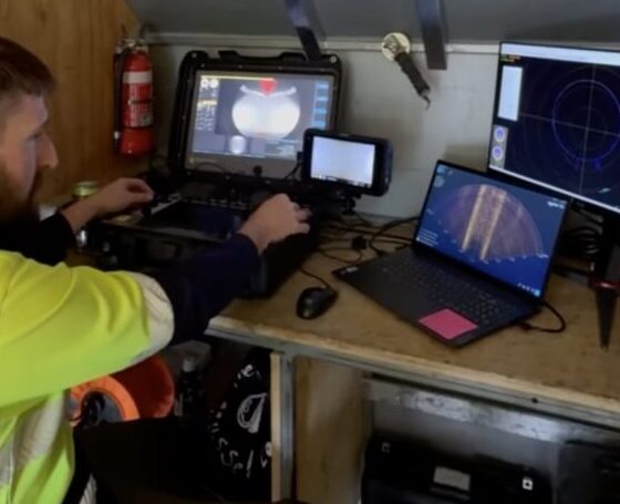Dive Dive Division Operations Manager driving the ROV though the tunnel using sonar navigation. Courtesy of Deep Dive Division